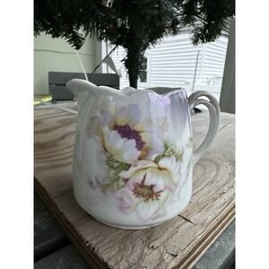 Vintage Leuchtenburg Germany Creamer Flowers Floral Hand Painted